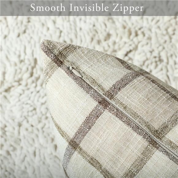 18x18 Fall Buffalo Check Pillow Covers, Farmhouse Plaid Cushion Covers, Set of 2 - Picture 3 of 6